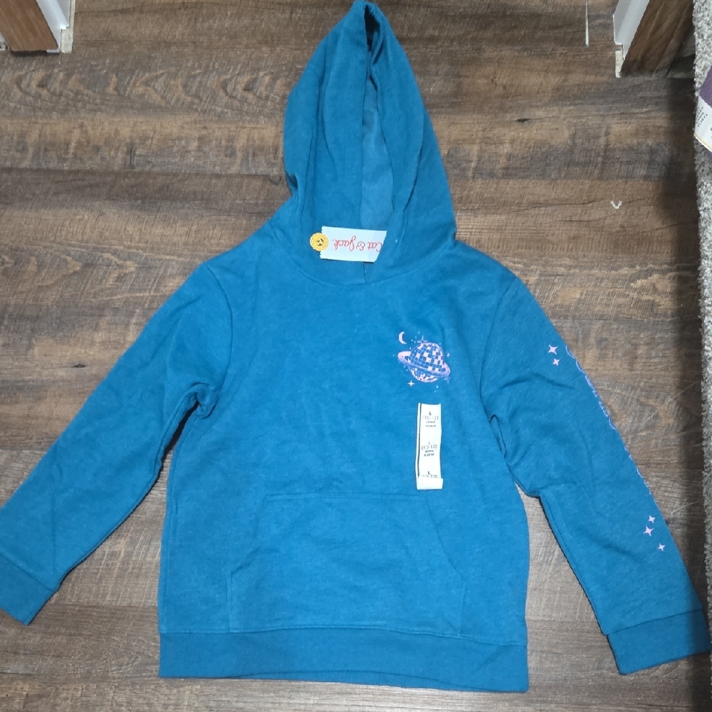 Blue Kids Hoodie with Planet Graphic - Unbranded